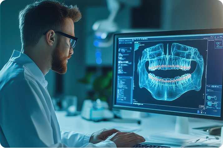 Profesional analizando una radiografía 3D3